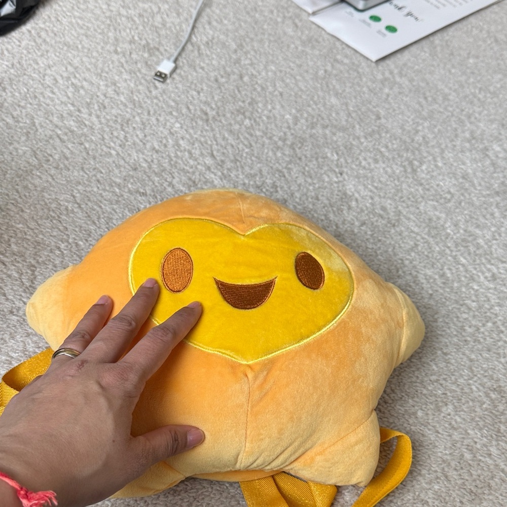 Cute Yellow and Orange Plush Backpack